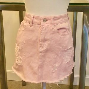 Pink Frayed Pacsun Jean Skirt